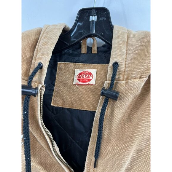 Red Kap Tan Canvas Duck Quilted Hooded Work Jacket Men’s Size 2XL Vintage - Picture 2 of 15